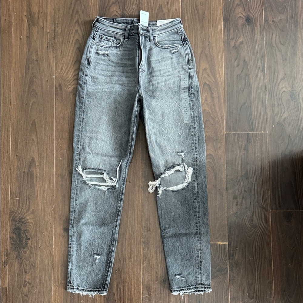 American Eagle Outfitters High Rise Gray Distressed Jeans